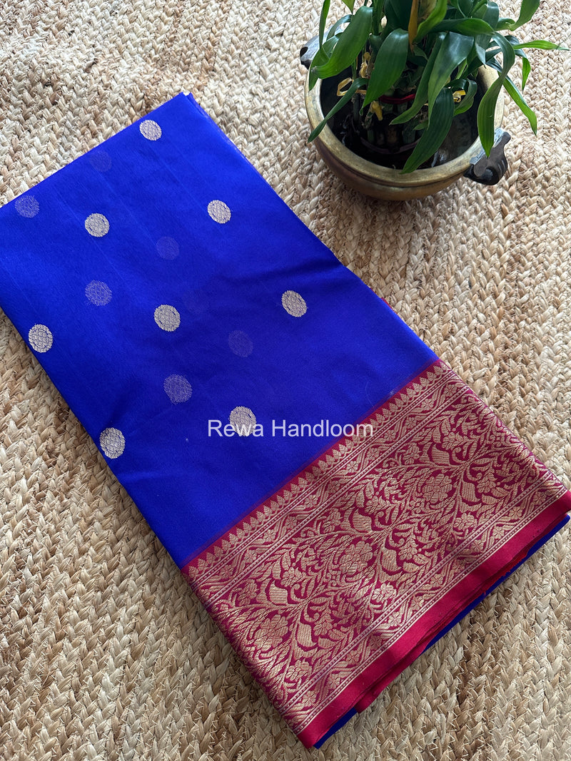 Blue Chanderi Katan Silk Nakshi Border Saree KSS04