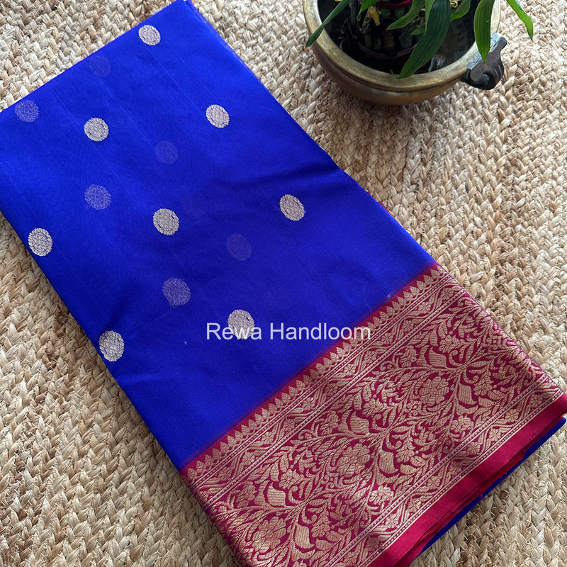 Blue Chanderi Katan Silk Nakshi Border Saree KSS04