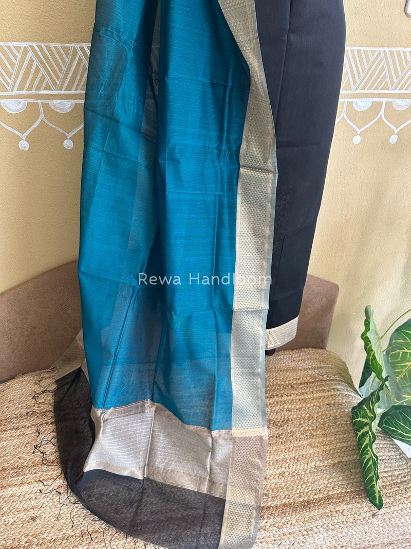 Maheshwari Black-Rama Green Top-Dupatta Suit ZPS09