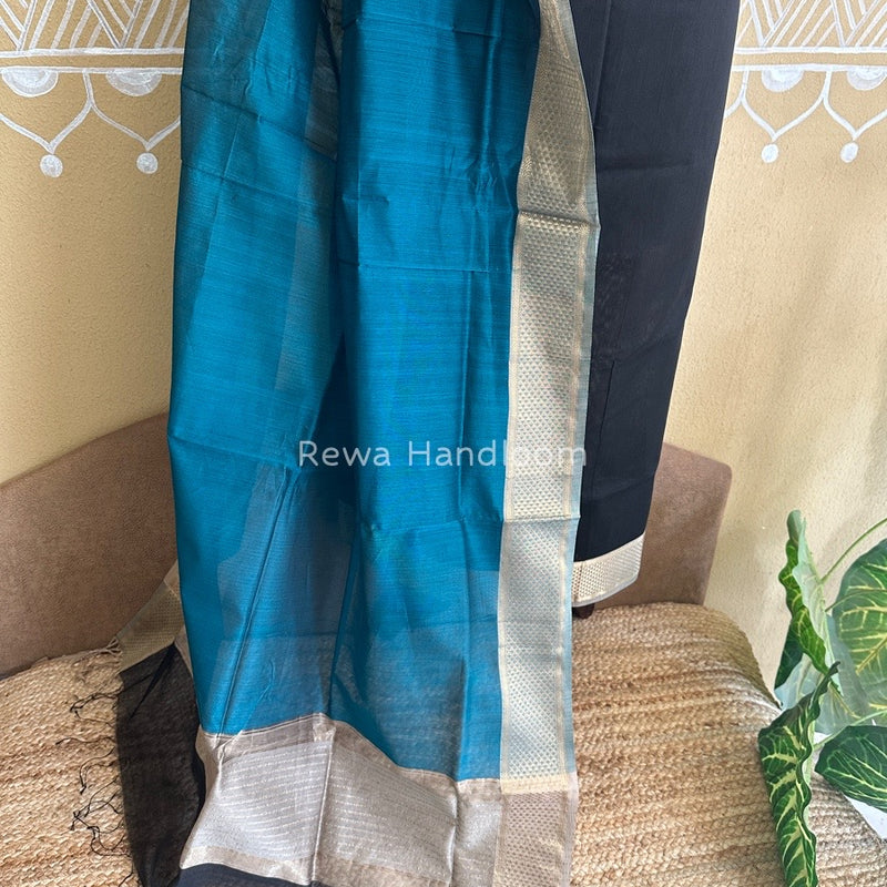 Maheshwari Black-Rama Green Top-Dupatta Suit ZPS09