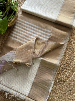 Maheshwari White Zari Checkered Sarees-ZCHX027