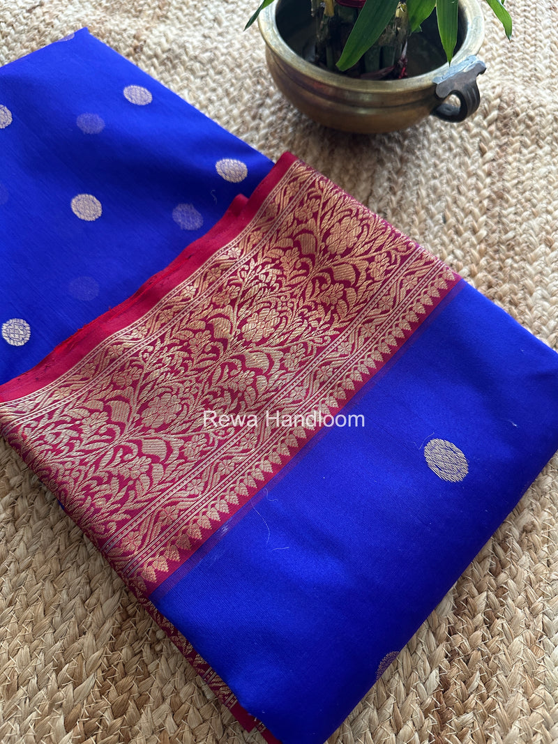 Blue Chanderi Katan Silk Nakshi Border Saree KSS04