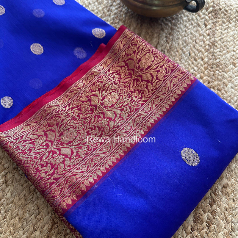 Blue Chanderi Katan Silk Nakshi Border Saree KSS04