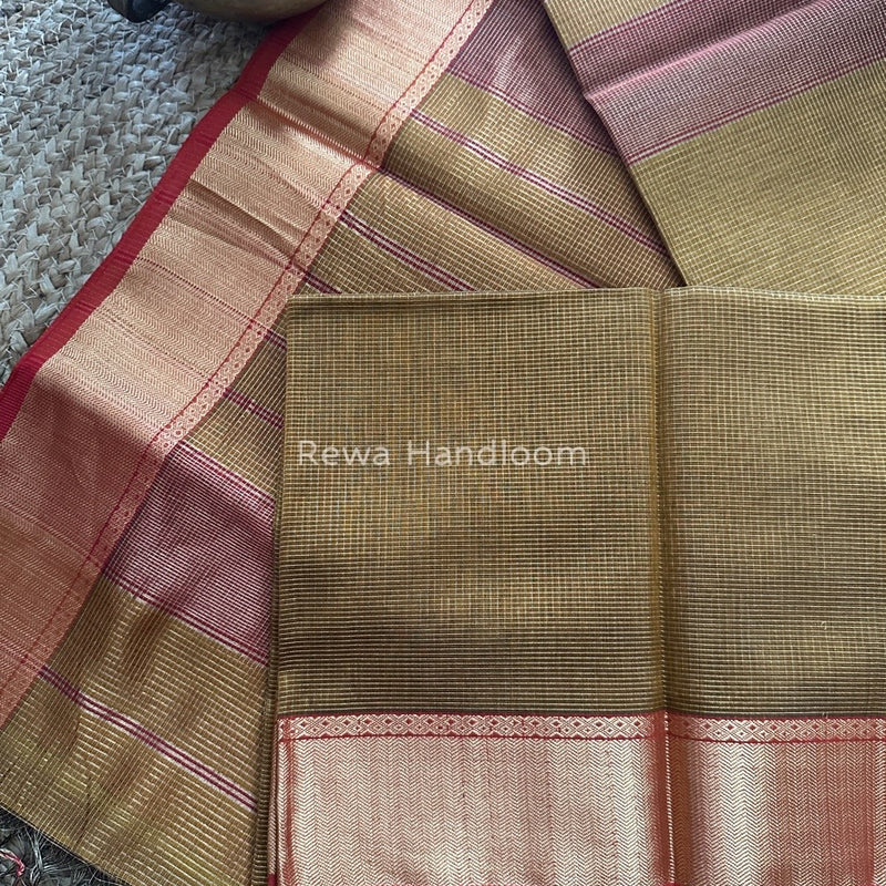Exclusive Maheshwari Mustard Tissue Silk Saree ZTS096