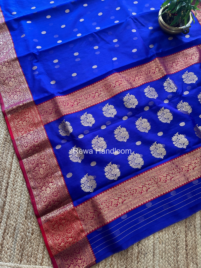 Blue Chanderi Katan Silk Nakshi Border Saree KSS04