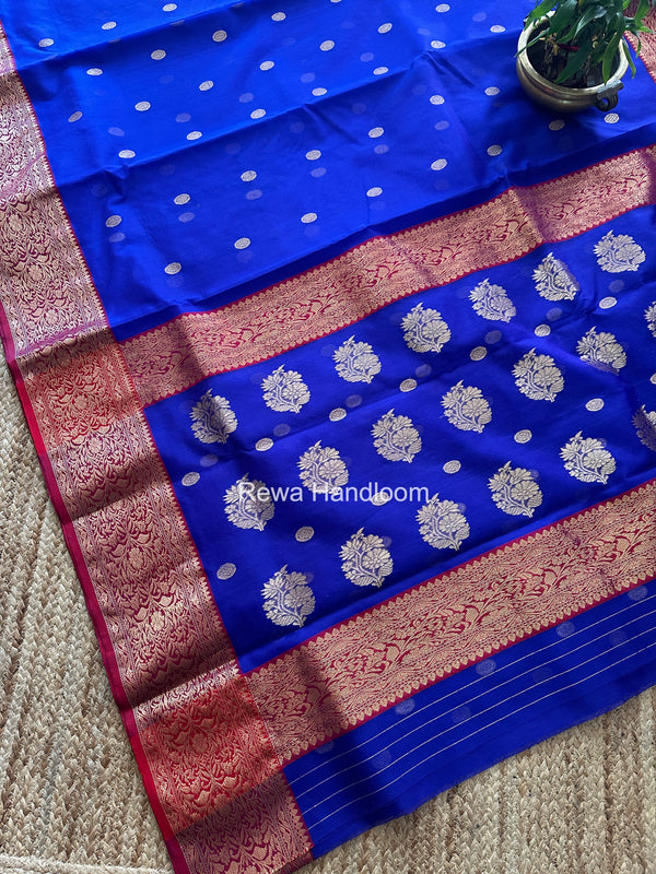 Blue Chanderi Katan Silk Nakshi Border Saree KSS04