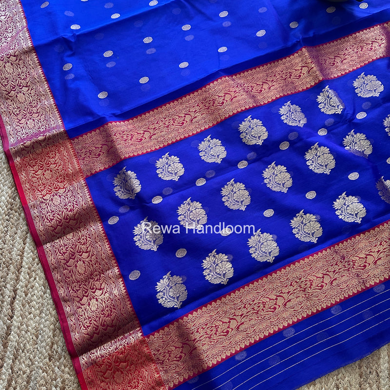 Blue Chanderi Katan Silk Nakshi Border Saree KSS04