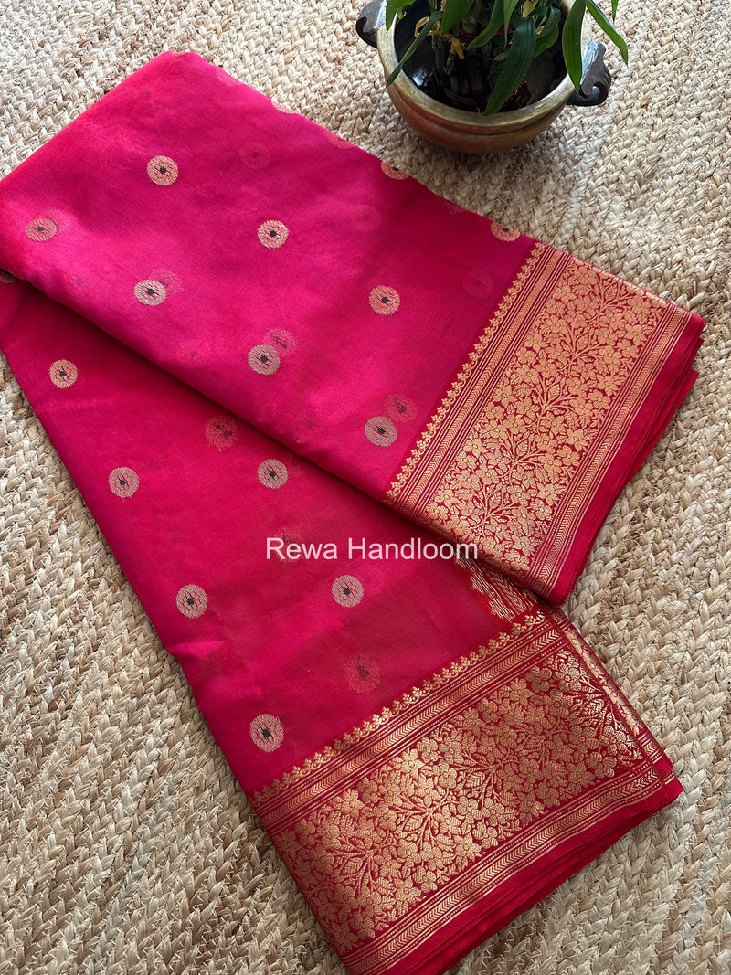 Chanderi Katan Silk Nakshi Border Saree