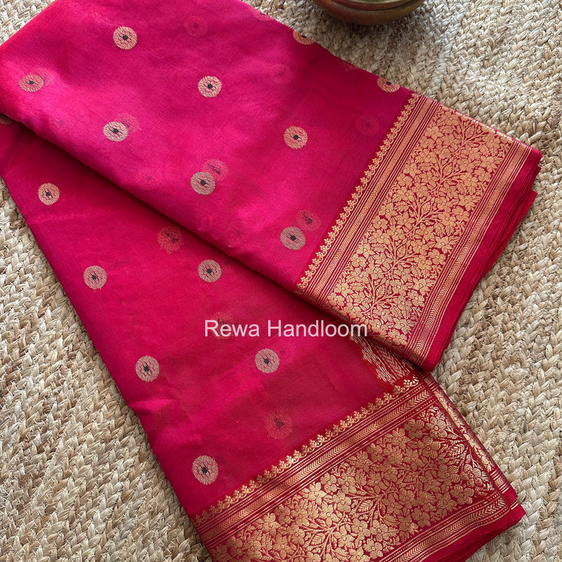 Chanderi Katan Silk Nakshi Border Saree