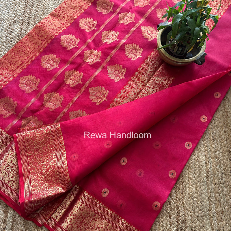 Pink Chanderi Katan Silk Nakshi Border Saree KSS03