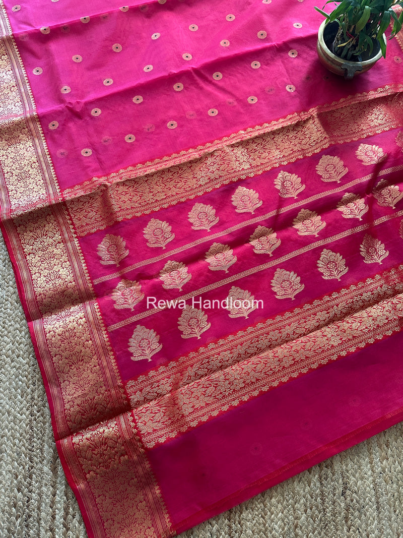 Pink Chanderi Katan Silk Nakshi Border Saree KSS03