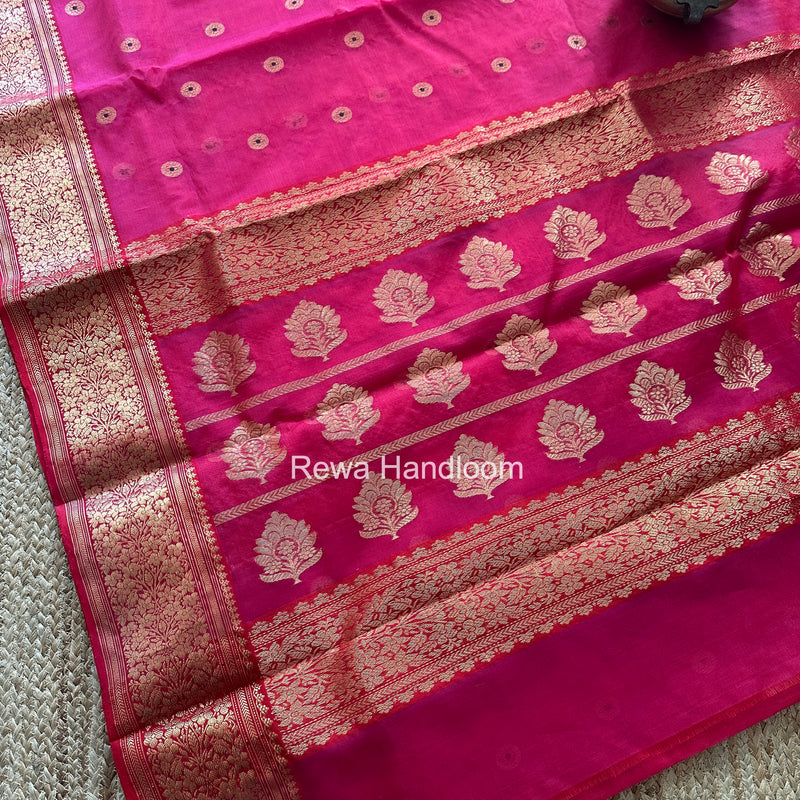 Pink Chanderi Katan Silk Nakshi Border Saree KSS03