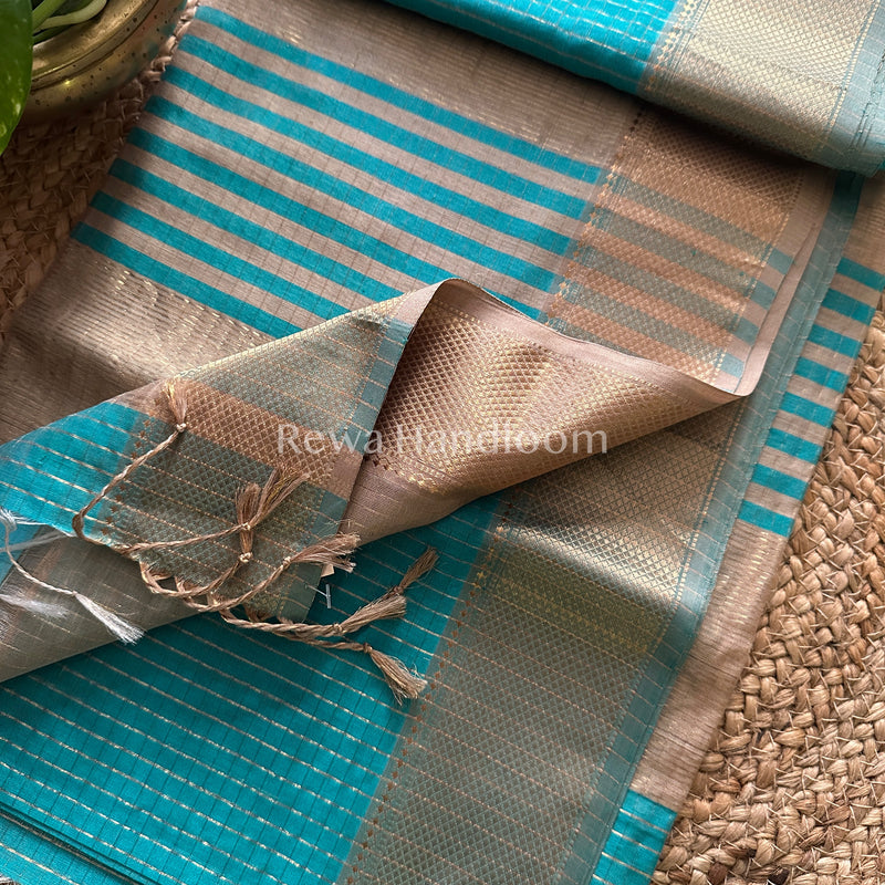 Maheshwari Firozi Zari Checkered Sarees-ZCHX022