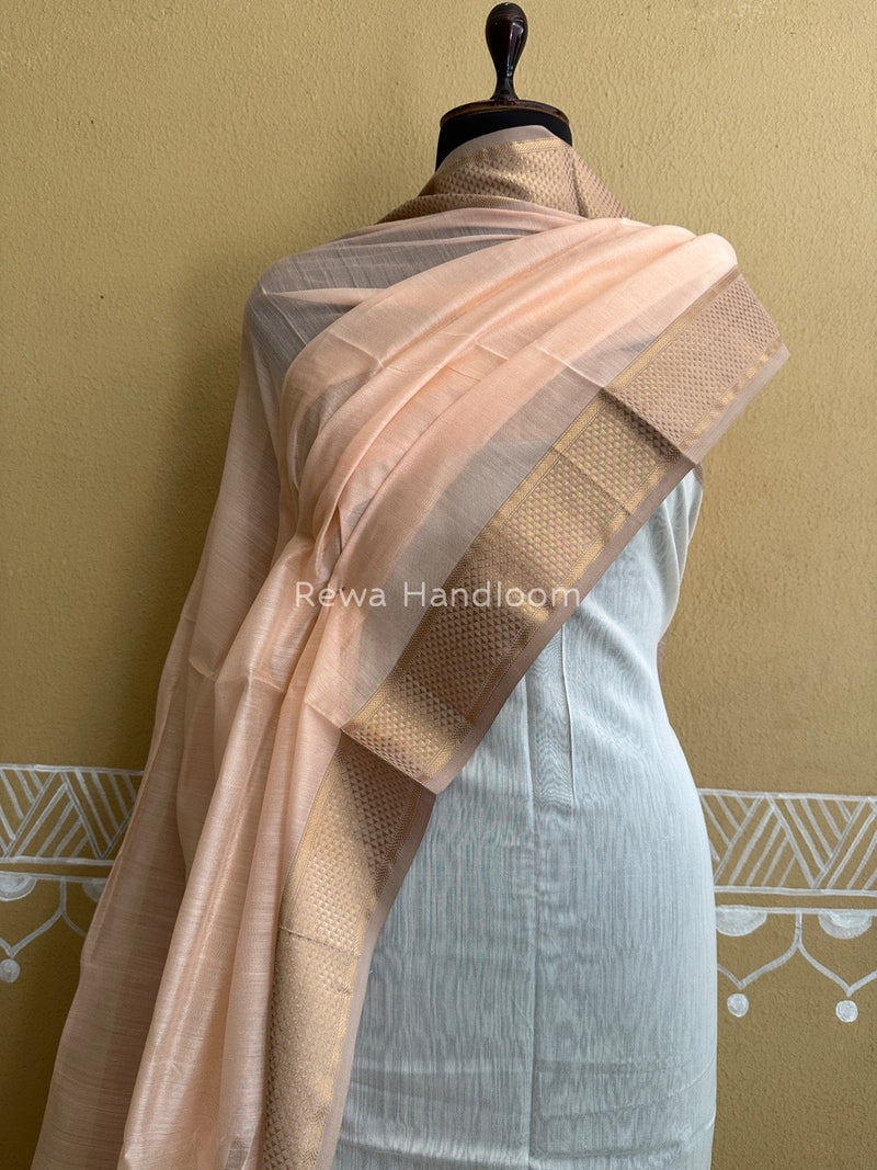 Maheshwari Off White-Light Peach Top-Dupatta Suit ZPS06