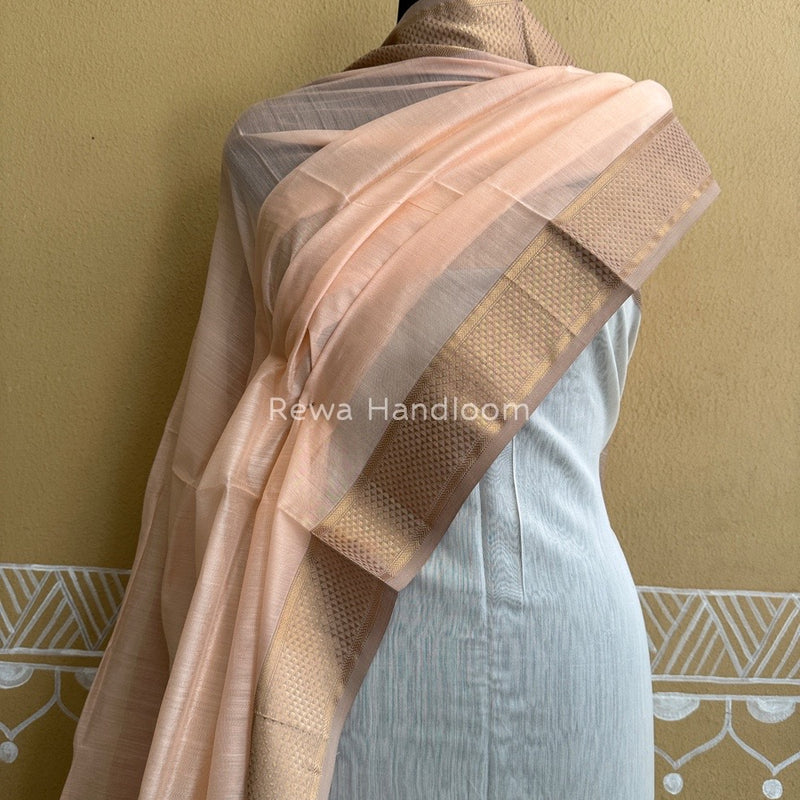 Maheshwari Off White-Light Peach Top-Dupatta Suit ZPS06