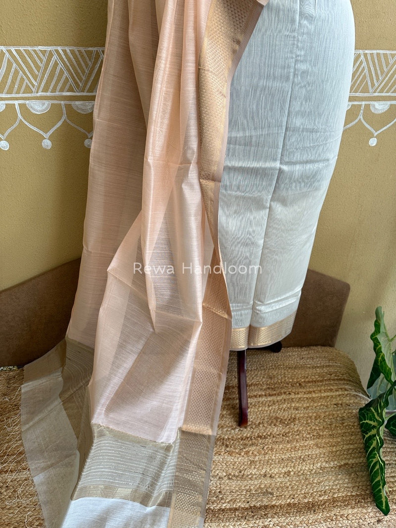 Maheshwari Off White-Light Peach Top-Dupatta Suit ZPS06