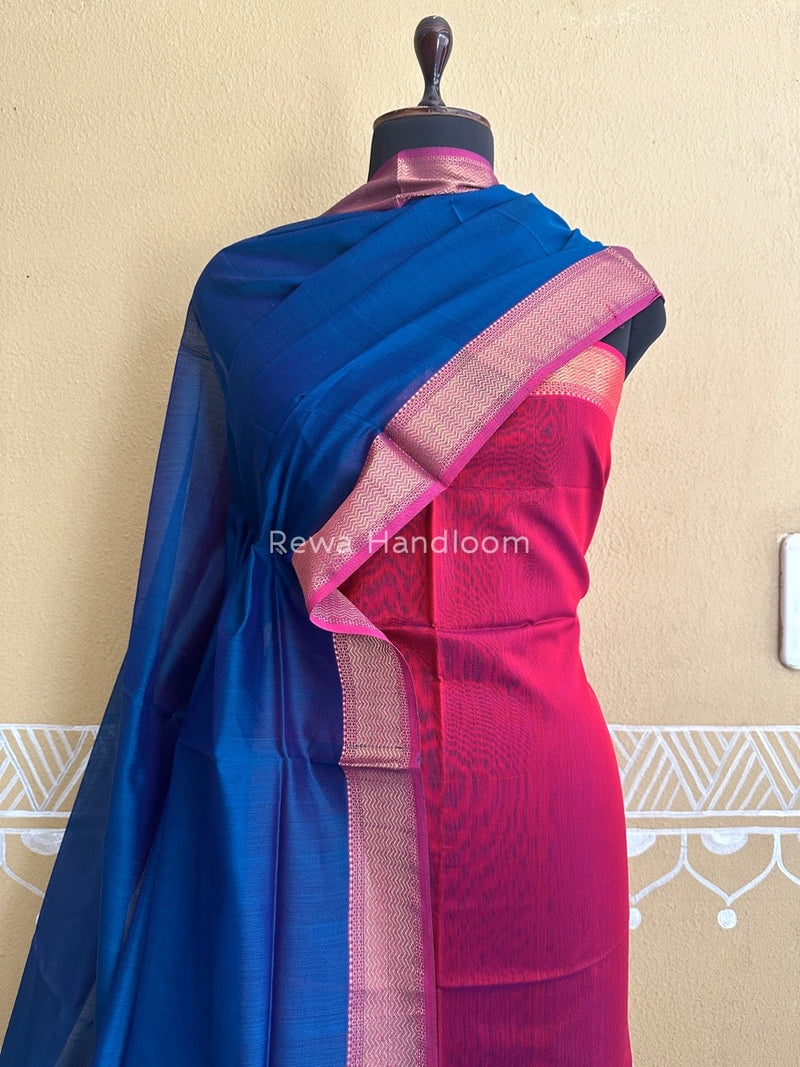 Maheshwari Pink-Rama Blue Top-Dupatta Suit ZPS04