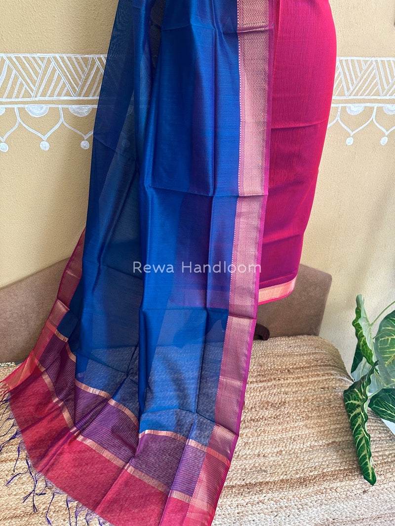 Maheshwari Pink-Rama Blue Top-Dupatta Suit ZPS04
