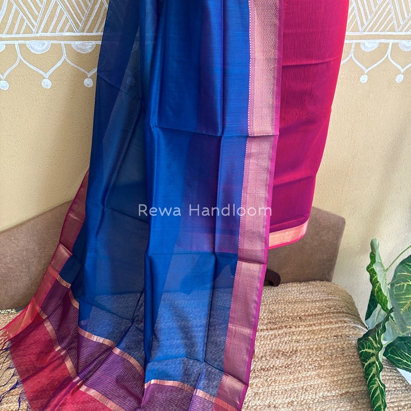 Maheshwari Pink-Rama Blue Top-Dupatta Suit ZPS04