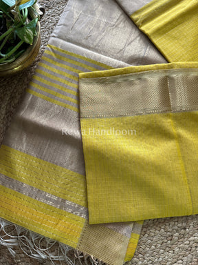 Maheshwari Yellow Zari Checkered Sarees-ZCHX025