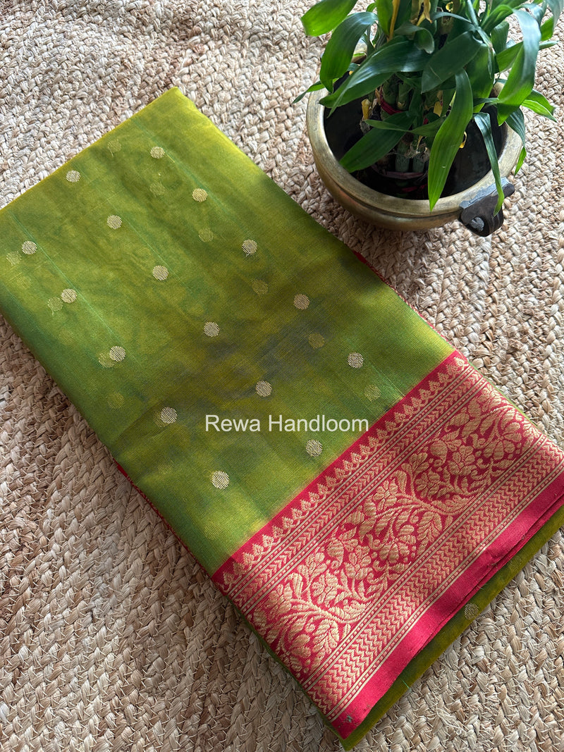 Chutney Green Chanderi Katan Silk Nakshi Border Saree CKS03