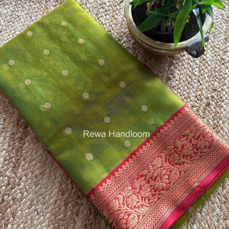Chutney Green Chanderi Katan Silk Nakshi Border Saree CKS03