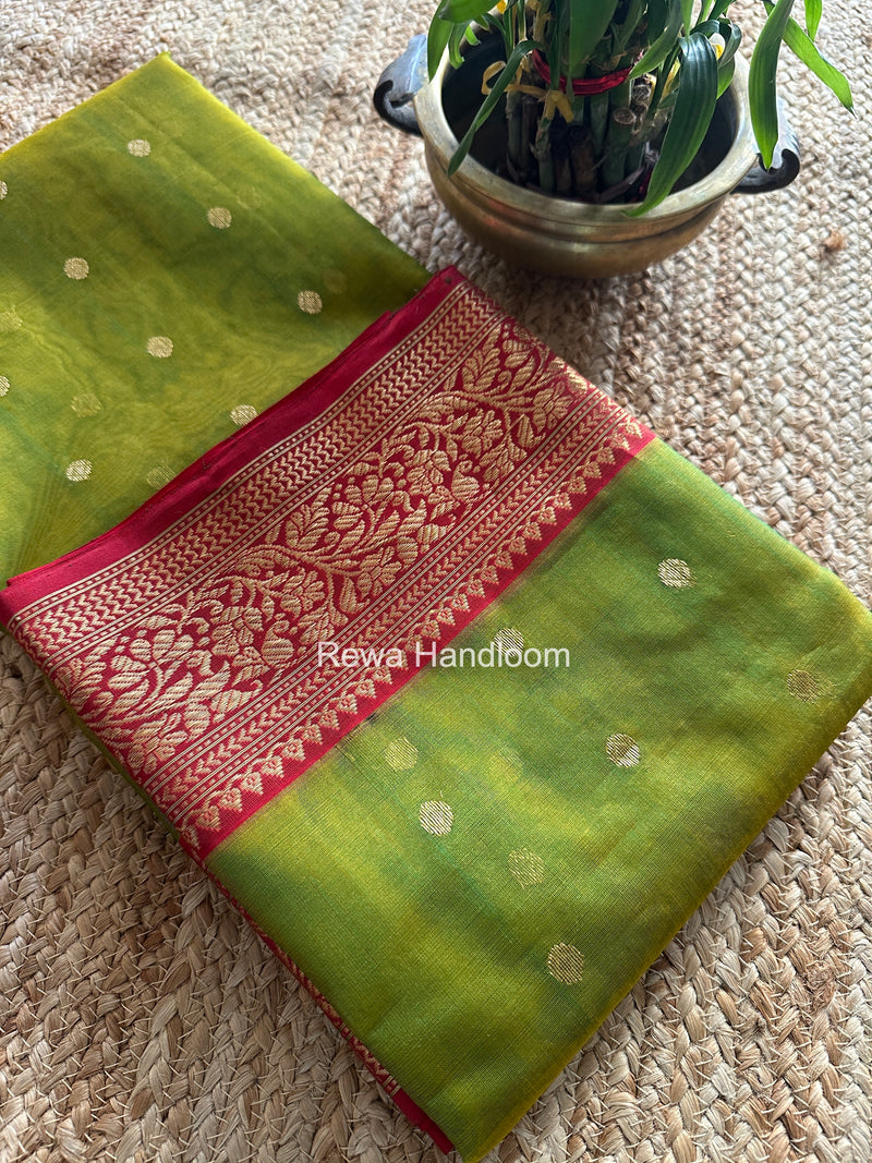 Chutney Green Chanderi Katan Silk Nakshi Border Saree CKS03