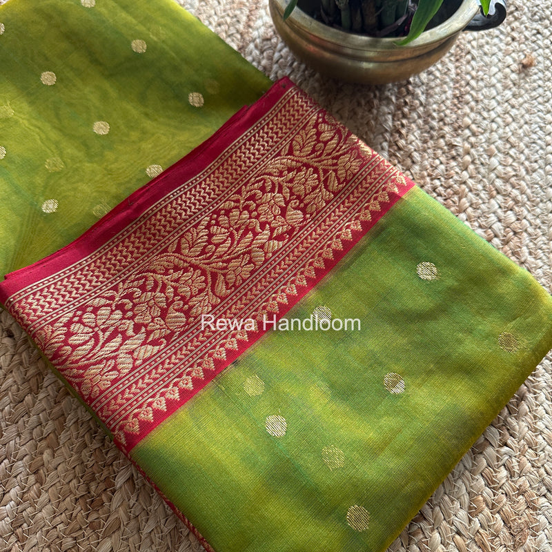 Chutney Green Chanderi Katan Silk Nakshi Border Saree CKS03