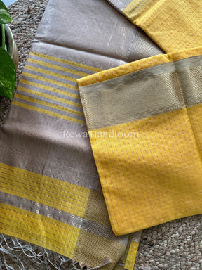 Maheshwari Yellow Zari Checkered Sarees-ZCHX039