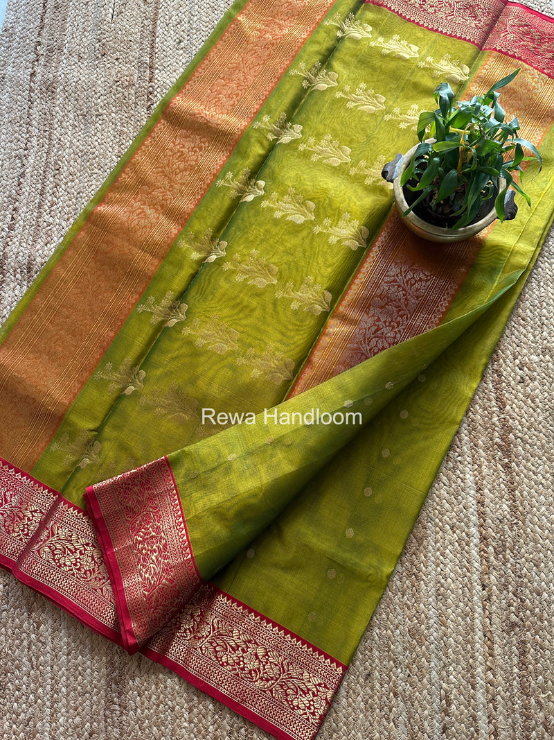 Chutney Green Chanderi Katan Silk Nakshi Border Saree CKS03
