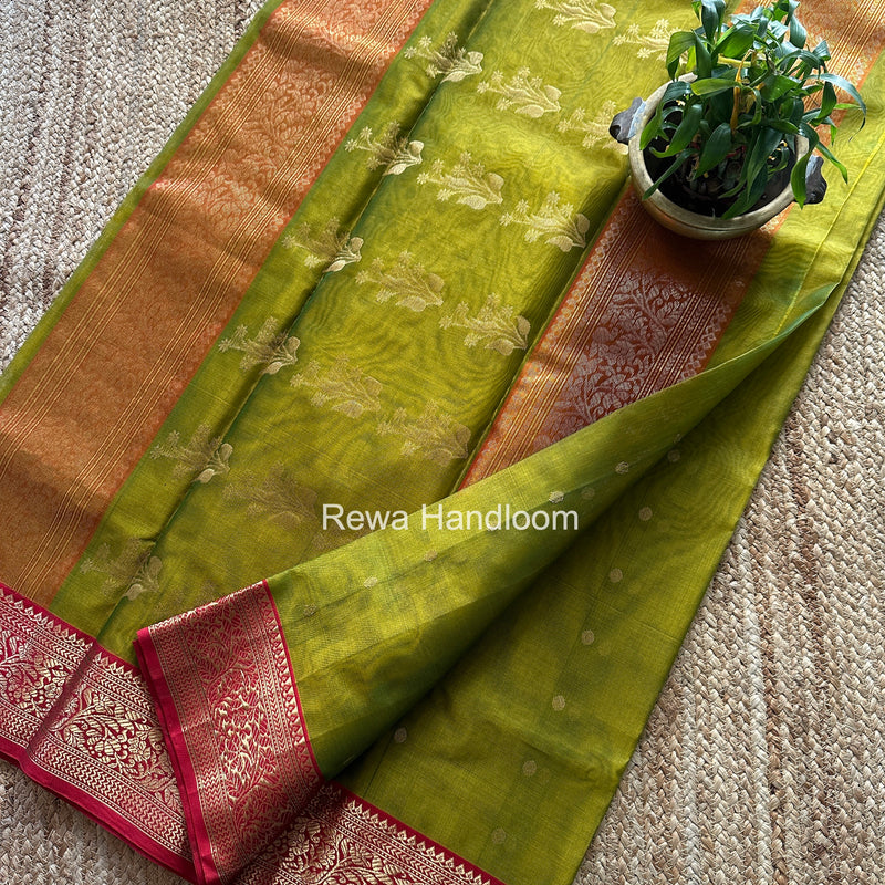 Chutney Green Chanderi Katan Silk Nakshi Border Saree CKS03