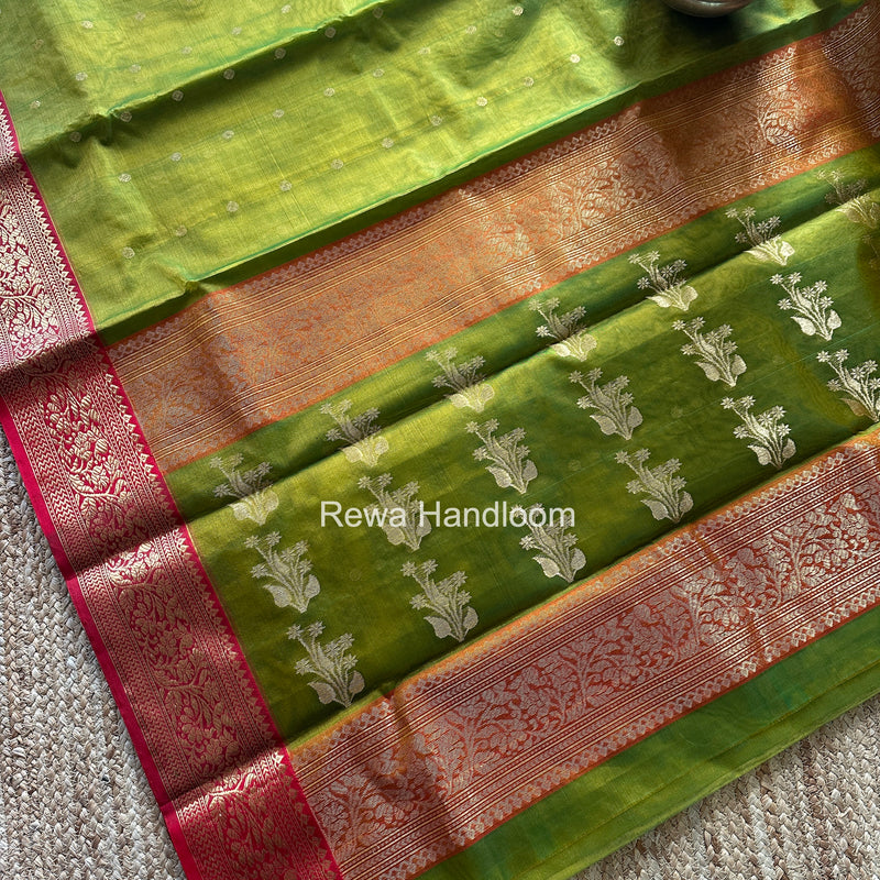 Chutney Green Chanderi Katan Silk Nakshi Border Saree CKS03