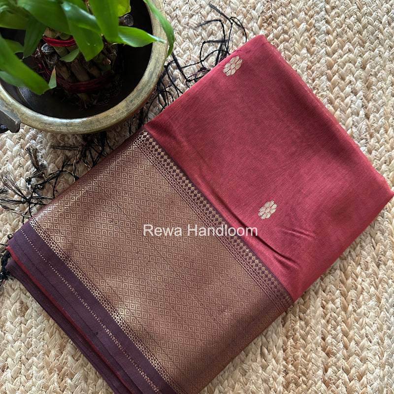 Maheshwari Copper Rust Flower Skirt Butti Saree ZSB0145
