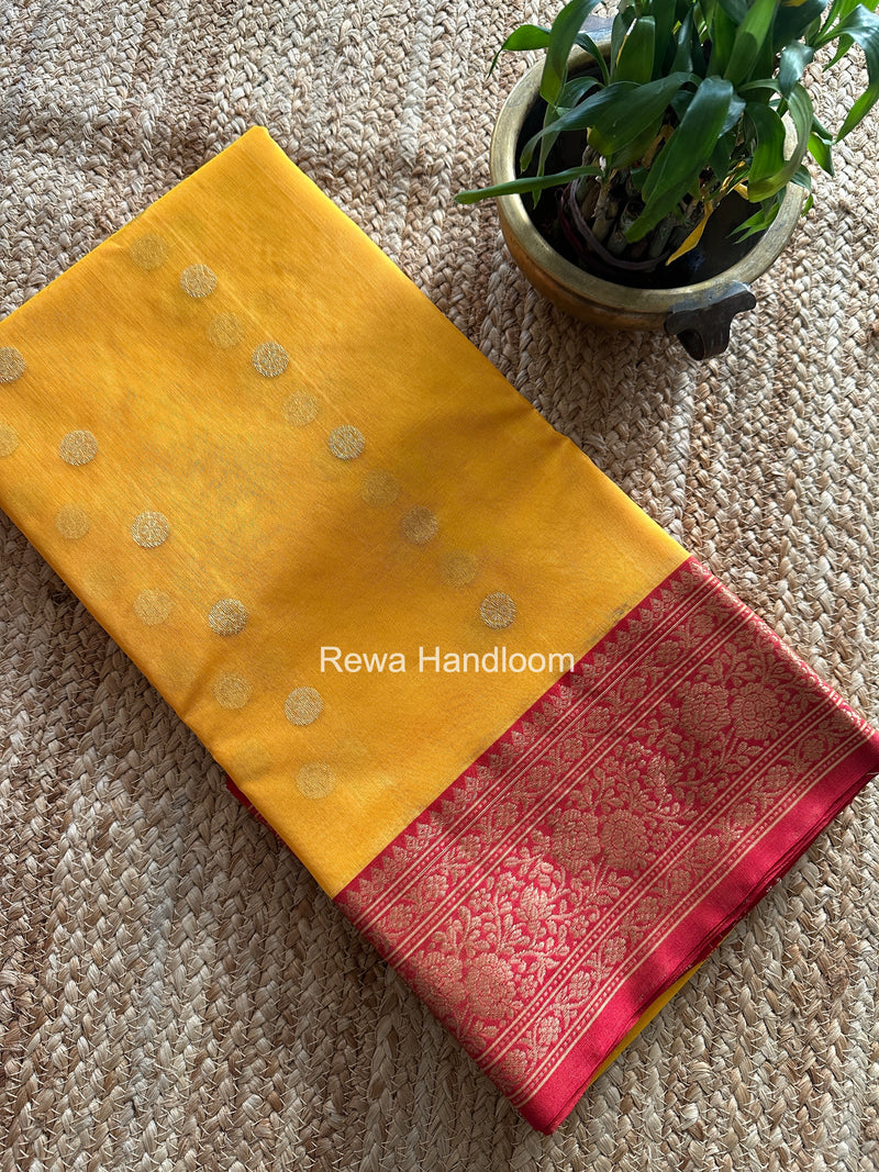 Yellow Chanderi Katan Silk Nakshi Border Saree CKS08