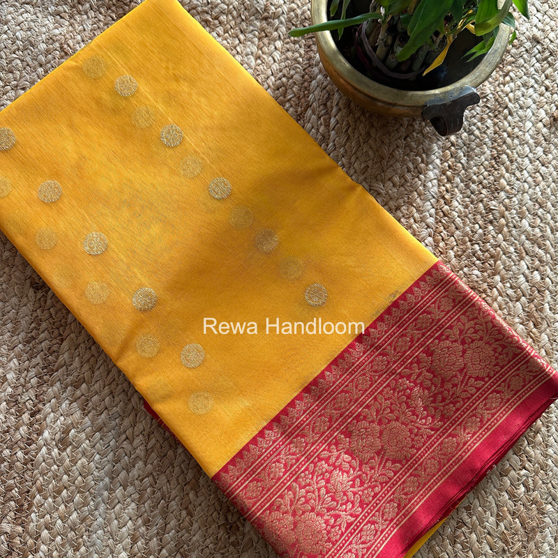 Yellow Chanderi Katan Silk Nakshi Border Saree CKS08