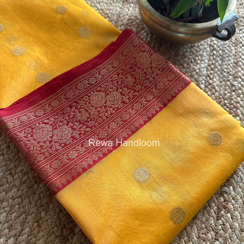 Yellow Chanderi Katan Silk Nakshi Border Saree CKS08