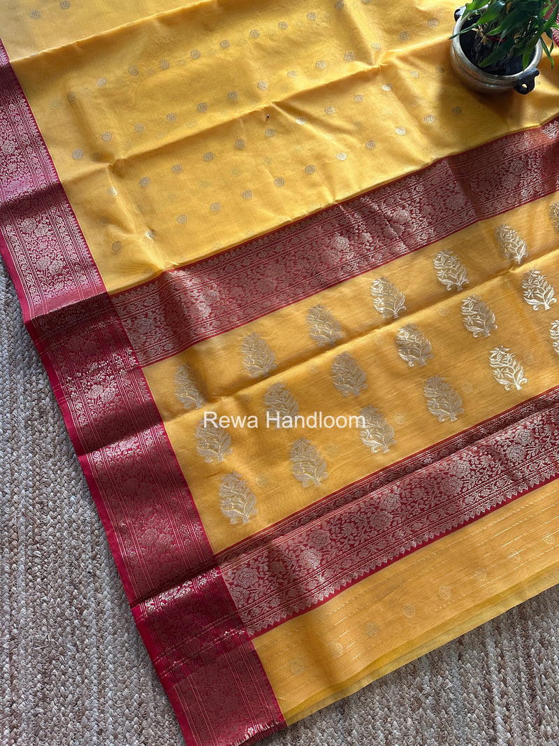 Yellow Chanderi Katan Silk Nakshi Border Saree CKS08