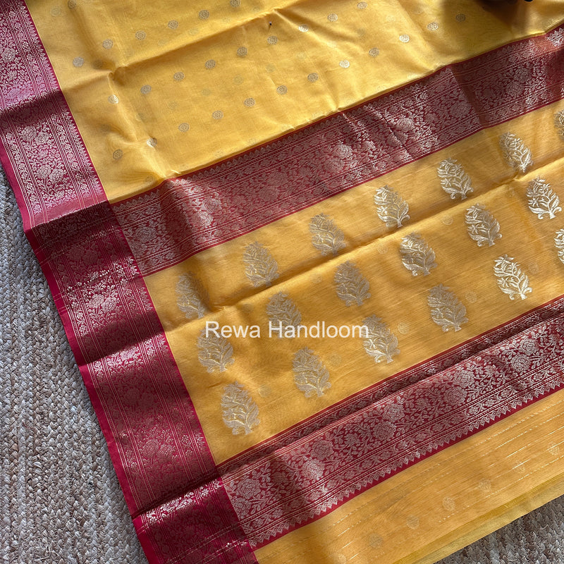 Yellow Chanderi Katan Silk Nakshi Border Saree CKS08