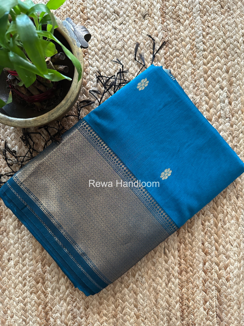 Maheshwari Rama Flower Skirt Butti Saree ZSB0146