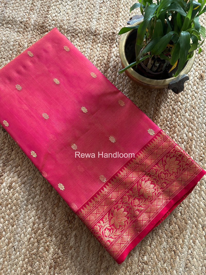 Fuchsia Pink Chanderi Katan Silk Saree CKS05
