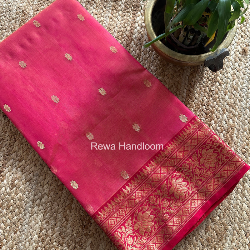 Fuchsia Pink Chanderi Katan Silk Saree CKS05