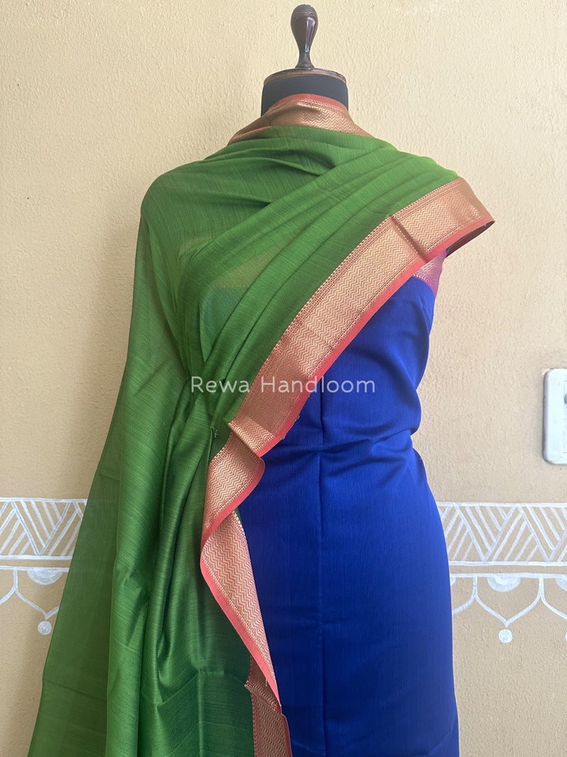 Maheshwari Blue-Mehendi Green Top-Dupatta Suit ZPS010