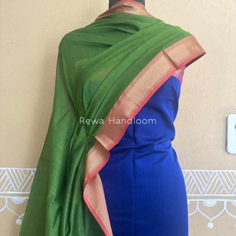 Maheshwari Blue-Mehendi Green Top-Dupatta Suit ZPS010
