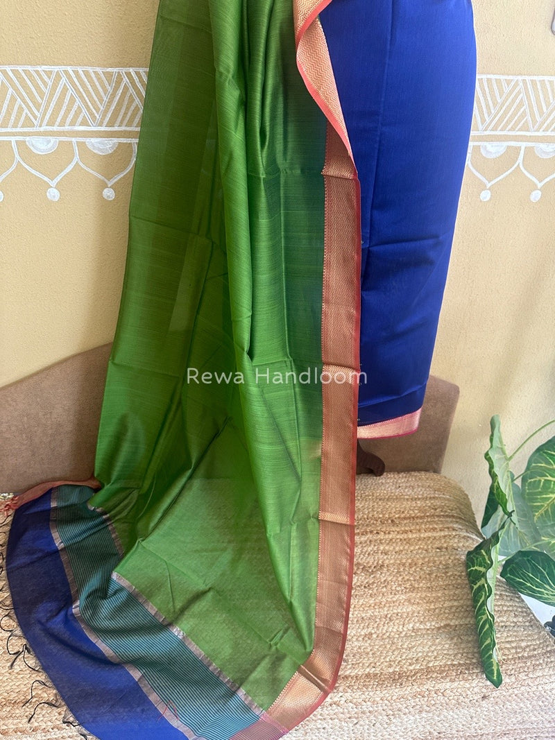 Maheshwari Blue-Mehendi Green Top-Dupatta Suit ZPS010
