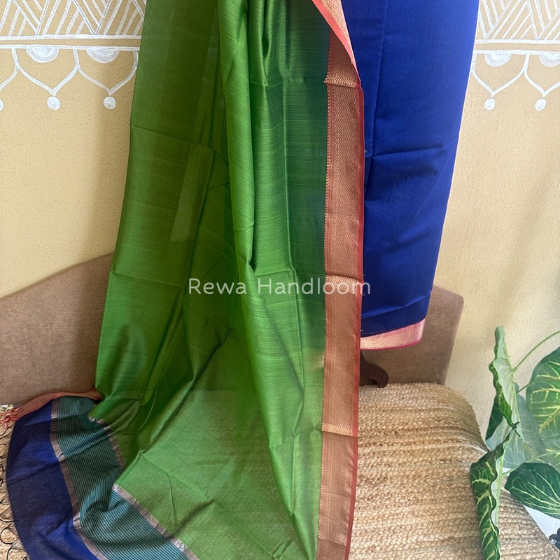 Maheshwari Blue-Mehendi Green Top-Dupatta Suit ZPS010