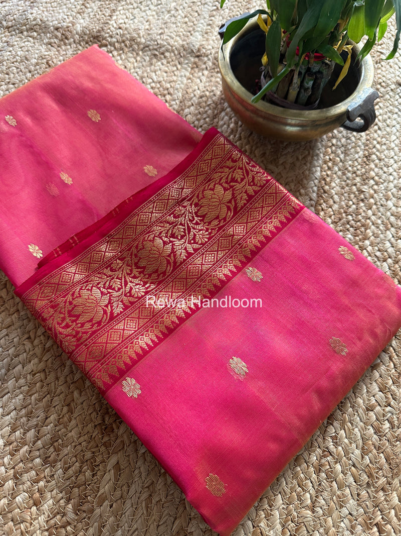 Fuchsia Pink Chanderi Katan Silk Saree CKS05
