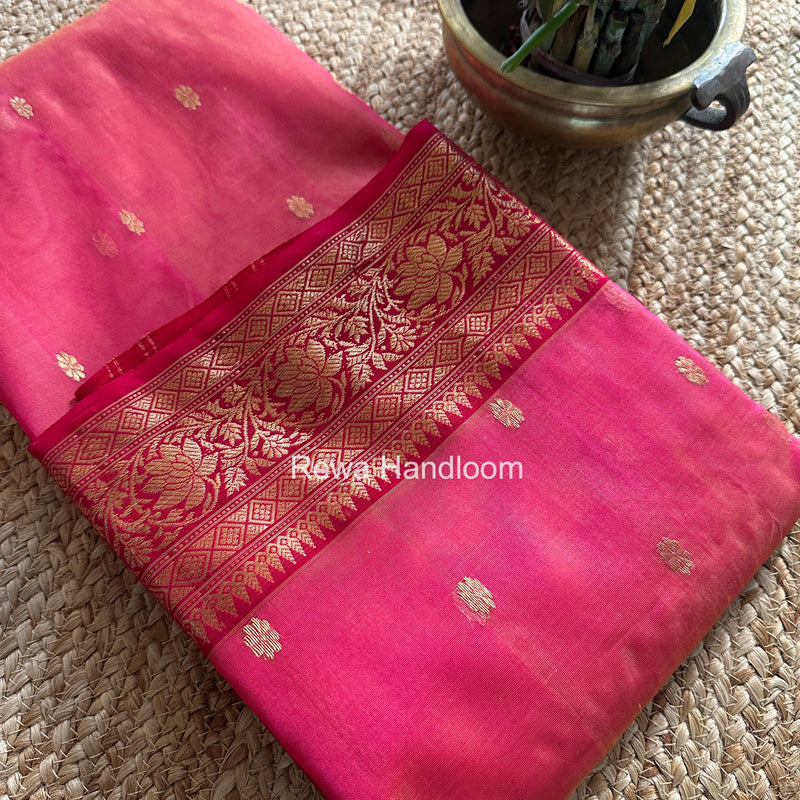 Fuchsia Pink Chanderi Katan Silk Saree CKS05