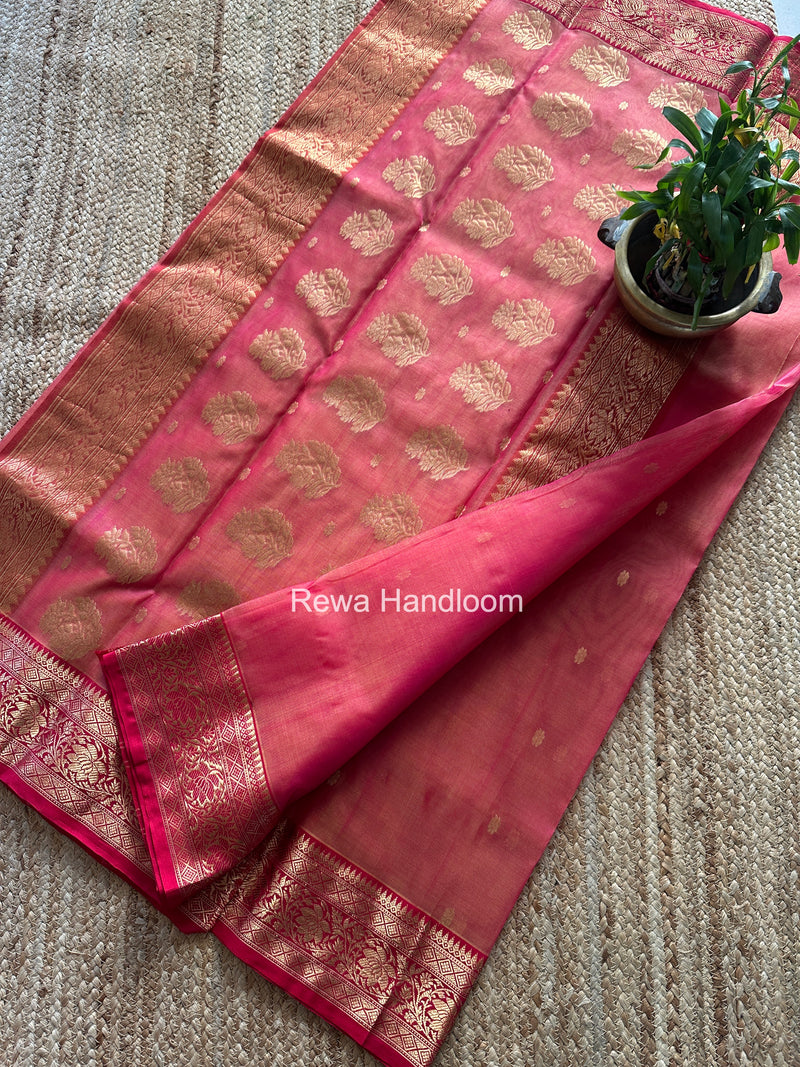Fuchsia Pink Chanderi Katan Silk Saree CKS05