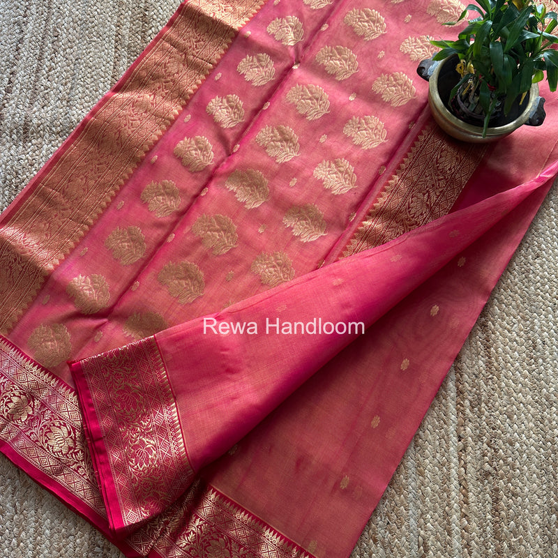 Fuchsia Pink Chanderi Katan Silk Saree CKS05