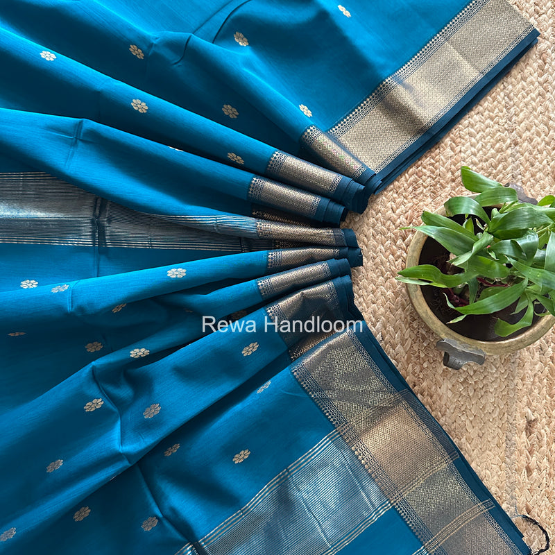 Maheshwari Rama Flower Skirt Butti Saree ZSB0146